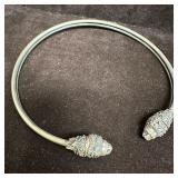 Double Lion Head Silver Collar Choker Necklace