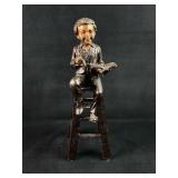 Antique MOREAU School Boy On Stool Bronze Sculptur