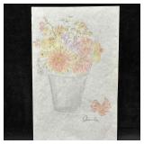 Colored Pencil Floral Still Life Drawing Signed Da
