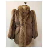 Sheared Lamb with Fox Trim Midlength Coat by WM Pi