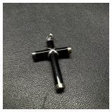 Black Glass Sterling Cross Pendant