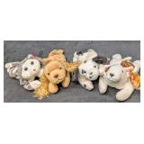 4 Beanie Babies Dogs Nanook Dotty Spunky Butch