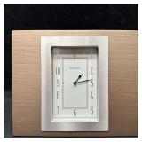 Bulova Quartz Desk Table Clock with Wood Tone Fram