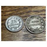1917 Ecuador Cinco Centavo & 1928 2 1/2 Centavo Si