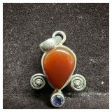 Sterling Silver 925 Carnelian and Amethyst Stone P