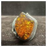 Baltic Amber Natural Sterling Silver 925 Ring Size
