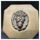 Vintage Brass Lion Motif Trinket Jewelry Box Gold