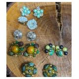 6 Pairs Of Vintage Clip On Earrings