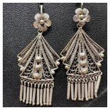 .800 Silver Deco-Style Dangle Earrings