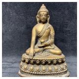 Tibetan Himalayan Style Brass Seated Buddha Sculpt