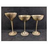 Three Silver Plated Stemmed Goblets