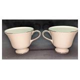 2 Wedgwood China Silver Ermine Contour Footed Cups
