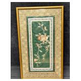 Framed Vintage Chinese Silk Embroidered Bird And F