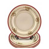 4 China Maroon Trim With Gold Inlay Dinner Plates