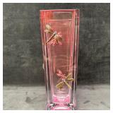 Teleflora Pink Lead Crystal Vase with Dragonfly Mo