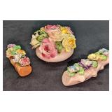 3 Vintage Bone China English Flower Figurines