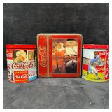 Lot of Coca Cola Tin Puzzle Containers with Puzzle