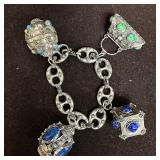 Blue and Green Faux Glass Stone Charm 800 Silver E
