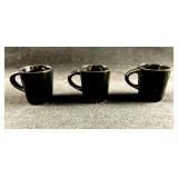 (3) Small Black Cups Made in Japan