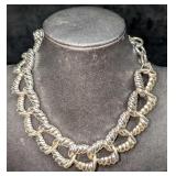 Vintage Anne Kelin Silver Tone Interlocking Choker