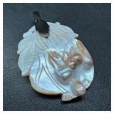 Hand-Carved Blister Pearl Pendant - Leaves