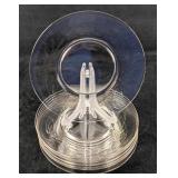 Seven Clear Glass Salad Plates