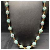 Venetian Murano Art Glass Lamp Work Light Blue Flo