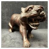 Solid Hand Crafted Wooden Tiger Animal Sculpture