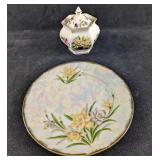 Victoria China Sugar Bowl & March Daffodil Plate