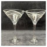 Pair of Clear Martini Glasses with Frosted Swirl R
