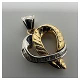14K Gold Two Tone Wrapped Heart Baguette Diamond P