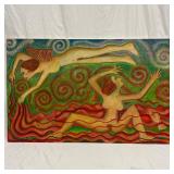 Signed Cecchetti 1990 Figural Nude Woman Abstract