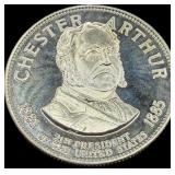 Chester Arthur Sterling Silver Presidential Coin