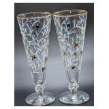 2 Libbey Royal Fern Pilsner Glasses A