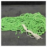 Small Green Bead Strands and Loose Pieces Costume