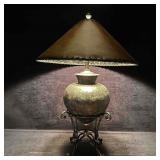 Maitland Smith Lamp Interwoven Leather Shade and R