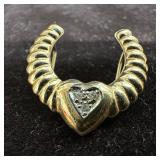 14K Gold Accent Diamond Accent Cluster Heart Jewel