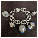 Faux Glass Stone Setting Charm Silver 800 Puff Mar