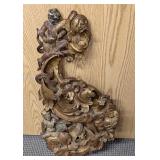 Antique Burmese Woodcrafting Floral And Figures Wa