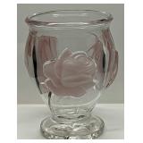 Vintage Teleflora Clear Glass Vase With Frosted Ro