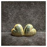 14K Gold Geometric Design Heart Earrings T83