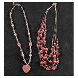 Pink Beaded Silver Colored Necklaces