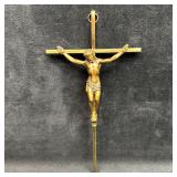 Brass Wall Crucifix Jesus on Cross with INRI Plaqu