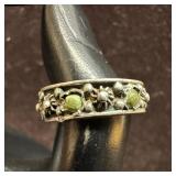Artisan Southwestern Style Silver Ring Green Turqu