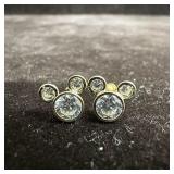 14K Gold Clear Stone Mickey Mouse Earrings Disney
