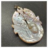 Hand-Carved Blister Pearl Pendant - Fish