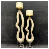 Modern Sculptural Stone Composite and Crystal Glas