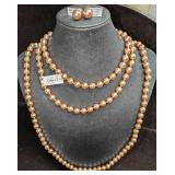 2 Linda Dano Long Faux Pearl Necklaces And Earring