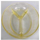 Vintage Yellow Florentine Divided Relish Glass Pla
