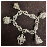Silver 800 Charm Mariner Chain Floral Design Brace